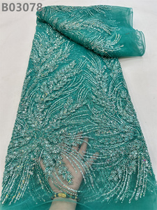 Hot bán tinh khiết trắng Bridal ren vải với sequins Tulle thêu đính cườm Wedding Ren Vải cho phụ nữ - Product Image 3