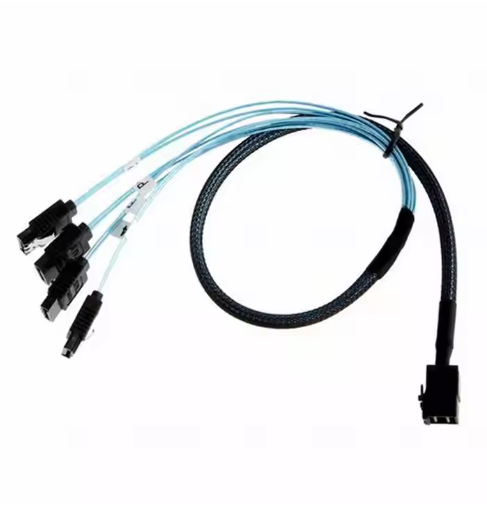 HONPNK Mini SAS HD SFF-8643 to SATA Adapter with 4+MX2.54mm Terminal-4P PVC Jacket for Computer Use