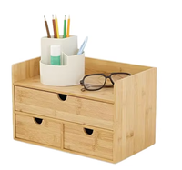 Mini organisateur de bureau en bambou tiroir de bureau carré pour bureau maison articles de toilette fournitures vanité boîte d'organisation de stockage de table