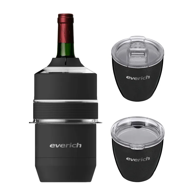 2023 ODM şarap soğutucu 2 sapsız şarap tumbler paslanmaz çelik şarap şişesi soğutucu bulaşık makinesi güvenli cam ekler