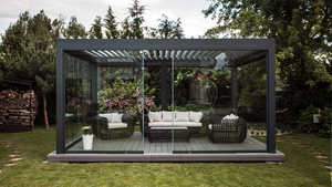 Pavillon pliable à cadre en aluminium avec persiennes personnalisées, véranda en verre avec écrans pour fleurs 4x5 - Product Image 3