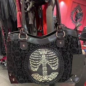 Borsa a Tracolla Diablo Gothic Punk Lolita in Poliestere con Zip Vintage, Pizzo Floccato e Motivo <span class=keywords><strong>Teschio</strong></span> - Product Image 2