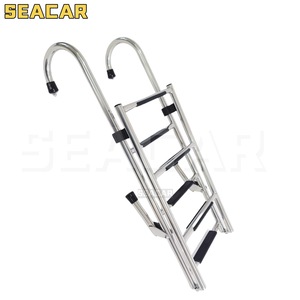 Échelle de bateau Seacar à 6 marches en acier inoxydable pliable avec mains courantes courbées pour usage marin et yachts - Product Image 4