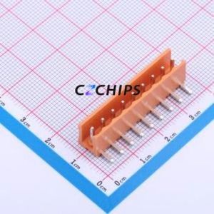 JL396R-39609O01 Plug-in Terminal Block Bent Lead Through Hole,P=3.96mm Connector Board-to-Board / Socket Open 1x9P 3.96mm Orange - Product Image 1