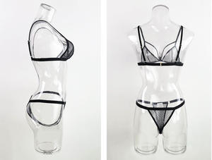 批发2件碎花内衣性感蕾丝文胸内裤透明网眼性感内衣女式内衣 - Product Image 6