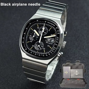 Hruodland – montre-bracelet rétro à Quartz pour hommes, chronographe, verre saphir, bleu, noir, acier inoxydable, à la mode, nouvelle collection F022 - Product Image 1