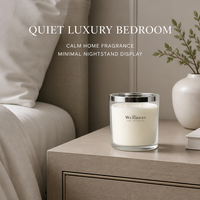 Bougie parfumée WELLNESS en verre à fond épais, bord argenté électroplaqué, cire de soja personnalisée, marque privée OEM ODM Vente en gros