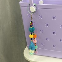 Nouveau sac de plage décoration gland avec mauvais œil breloque porte-clés bohème fait main porte-clés pour sac accessoires