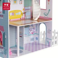 Maison de poupée en bois bleue Beluxe, ensemble de jouets DIY pour enfants de 2 à 7 ans, meubles miniatures