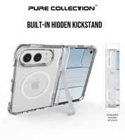 Coque de téléphone anti-choc transparente avec support invisible, en TPU et PC, compatible avec la charge magnétique, anti-rayures, pour iPhone DUO