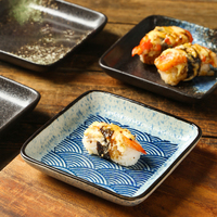 Grosir piring keramik gaya Jepang persegi sushi sashimi piring barbekyu porselen pot panas piring bumbu
