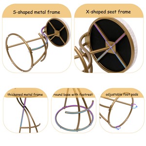 Modern Home <b>Bar</b> <b>Stools</b> Set of <b>2</b> S-shaped Gold Backrest Floral Print Upholstered Counter Height Kitchen Island Dining <b>Stool</b> - Product Image 5