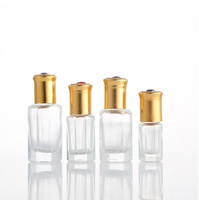 Flacons de parfum à bille en verre miniatures de haute qualité 3ml 6ml 9ml 12ml, design élégant avec capuchon en aluminium doré plat et orné de pierres précieuses