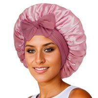 Bonnet en satin doux et large pour femme, idéal pour cheveux bouclés naturels, bonnet de nuit et de douche en satin soyeux pour femme