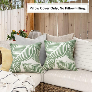1783 Personalizado Bordado Folha Decorativa Lance Travesseiro Capa Tropical Folhas Verdes Handmade Algodão Fronha Bordado Almofada - Product Image 5