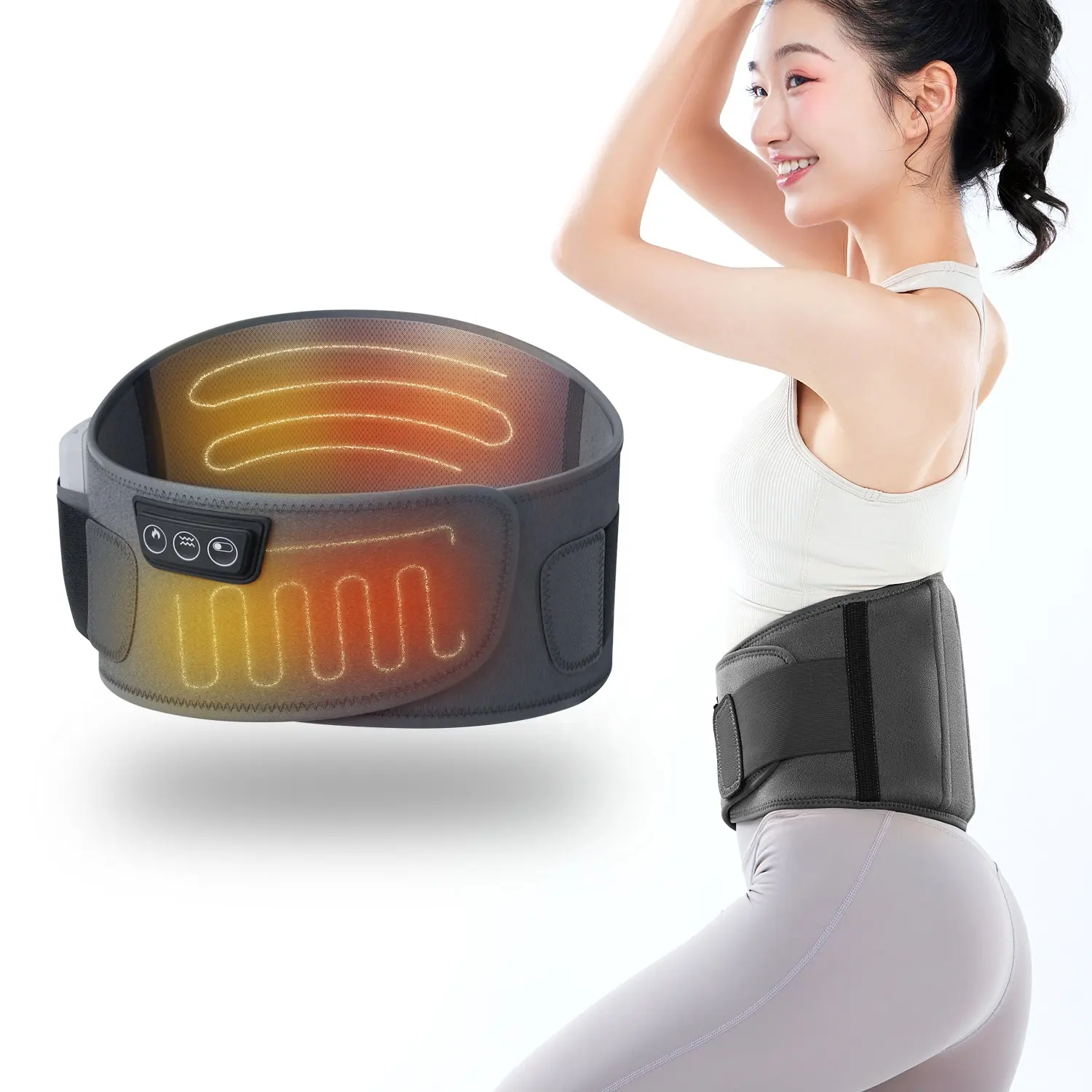 Compresse chaude de la taille et de l'abdomen, appareil électrique de massage du dos, soulagement de la douleur par infrarouge lointain