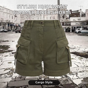 Shorts de sport pour femmes, taille haute, avec ceinture élastique, tricotés, écologiques, respirants, colorés, style streetwear, pour l'été et la gym - Product Image 2