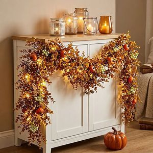 Listening To The Spring Artificial Rose Vines With Eucalyptus <b>Leaves</b> For <b>Wall</b> <b>Decor</b> Autumn Home Ornaments - Product Image 4