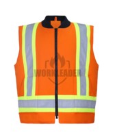 Chaleco de Seguridad Naranja de Alta Visibilidad, Reflectante, Ropa de Trabajo Industrial, Malla Transpirable, Chaleco de Construcción con Bolsillos