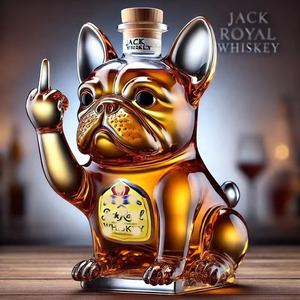 Carafe à <span class=keywords><strong>whisky</strong></span> en verre soufflé à la main en 3D, transparente, avec motif de bouledogue <span class=keywords><strong>français</strong></span>, design unique avec le doigt d'honneur, pour cadeaux d'affaires - Product Image 3