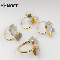 WKT – bague en quartz Druzy blanc naturel plaqué or 18k pour femme, nouveau matériau, mode tendance, énergie, géode, Agate, pierre, WT-R461