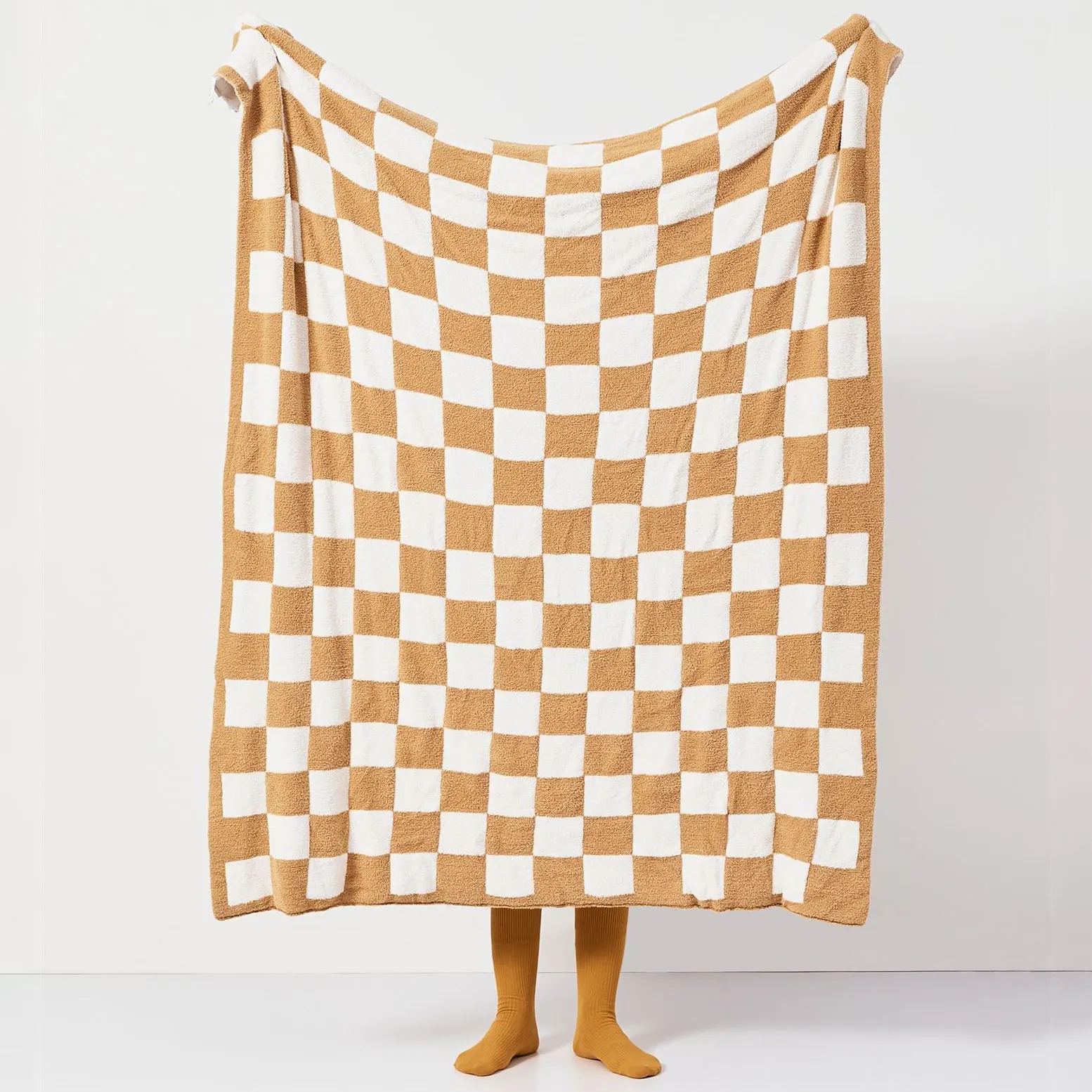 High Quality Checker Style Christmas Plaid Throw Blanket Microfiber Yellow and White Sofa Geometric Knitted Throw Blanket