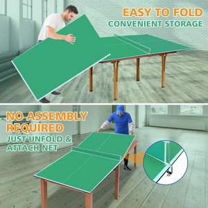 Table de ping-pong pliable verte Db 8 pieds, table de tennis de table d'intérieur en MDF de 25 mm avec filet, équipement sportif portable - Product Image 5