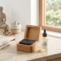 Diffuseur en bois de hêtre naturel personnalisé avec pierre de lave, boîte à couvercle magnétique, ensemble de pierres d'aromathérapie aux huiles essentielles en vrac pour la maison et le bureau