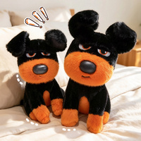 Peluche de chien noir et brun réaliste et moelleuse, idéale pour la décoration de chambre, adorable chiot assis en peluche, vente en gros disponible