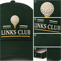 Gorra de Béisbol Verde de 6 Paneles con Visera Curva y Emblema de Golf, Bordado Personalizado, Tela Común, Unisex, para las Cuatro Estaciones, Directo de Fábrica