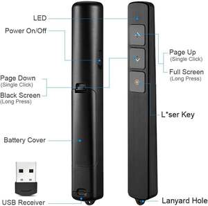Qui Presentation Clicker <strong>Pointer</strong> 328FT Wireless Presenter Remote PPT PowerPoint Clicker 2.4GHz Presentation <strong>Pointer</strong> - Product Image 5