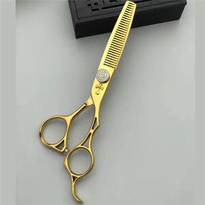 Ciseaux à cheveux dorés personnalisables de 6 pouces, ciseaux à effiler en acier inoxydable pour droitiers, outils de coiffure professionnels - Product Image 3