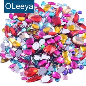 Piedras Acrílicas Brillantes OLeeya para Coser, Mezcla de Formas, Gemas y Cristales Coloridos, Piedras de Cristal Planas para Coser en Disfraces y Decoración - Product Image 1