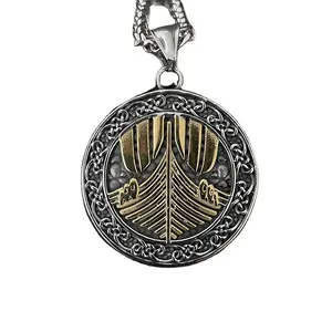 Edelstahl Nordic Viking Neues Design edler Schmuck hochwertige Großhandel große Boot Anhänger Schmuck Vintage Herren Halskette