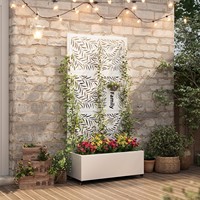 Jardinière en métal Art Déco sur mesure avec treillis, robuste, pour extérieur, en aluminium, avec écran d'intimité, roues et trous de drainage
