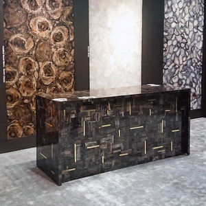 Custom naturale nero fossile di legno pietrificato scrivania della Reception per l'ufficio dell'hotel - Product Image 1