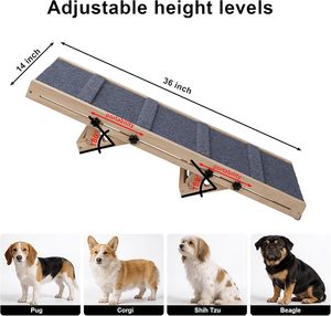 <span class=keywords><strong>Rampe</strong></span> d'accès réglable <span class=keywords><strong>pour</strong></span> <span class=keywords><strong>chien</strong></span> - 36x14 pouces, design pliable antidérapant, surface de tapis sécurisée <span class=keywords><strong>pour</strong></span> chiens de petite/moyenne taille, utilisation intérieure à domicile - Product Image 2