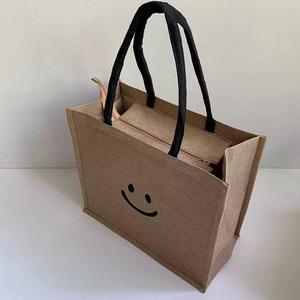 Simple Jute <b>Tote</b> <b>Bag</b> Environmentally Friendly Shopping <b>Bag</b> <b>with</b> <b>Zipper</b> <b>Large</b> Capacity <b>Tote</b> <b>Bag</b> - Product Image 2