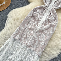 Robe élégante pour femmes, robe longue décontractée à col, sans manches, en dentelle blanche, style patchwork, pour tous les jours, robes élégantes pour femmes