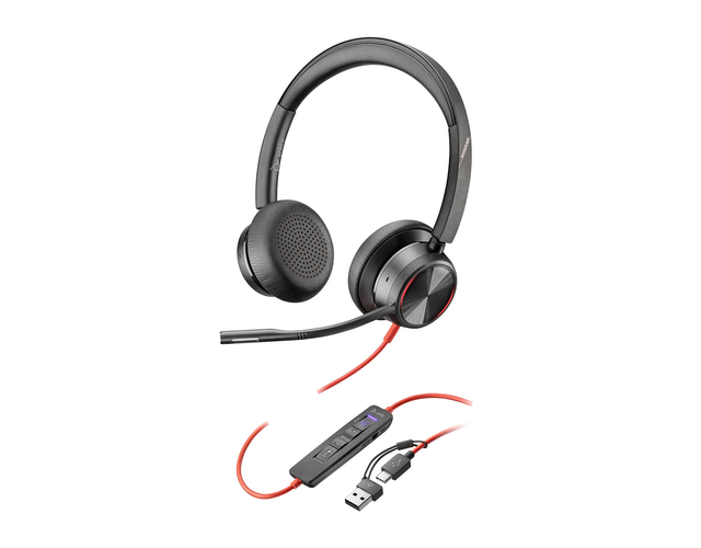 Poly Blackwire 8225 Stereo Microsoft Teams Certified USB-C Headset +USB-C/A Adapter