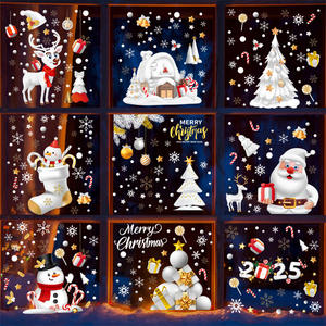 Ventana de nieve Pegatinas de Navidad Puerta de invierno Doble cara Reutilizable Estático Beso Corte Impermeable Brillo Etiqueta de vidrio - Product Image 2