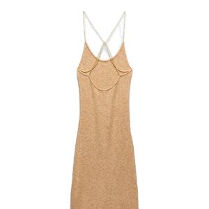 Nouvelle arrivée 2024 <span class=keywords><strong>Robe</strong></span> en tricot 100% coton personnalisée pour femmes Encolure halter <span class=keywords><strong>Robe</strong></span> décontractée en tricot d'hiver - Product Image 1