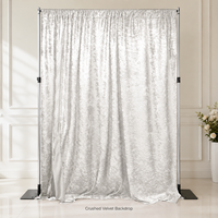 Rideau de fond en velours écrasé ivoire 5x20FT pour scène de mariage, décor de photomaton, taille et couleur personnalisées