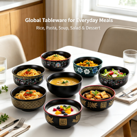 Ensemble de bols en émail Famille Rose, 2 bols à soupe en céramique Petalite à motifs créatifs, écologiques, durables, petits, résistants à la chaleur
