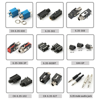 NVOWAW Conector de Audio Estéreo de 3 Pines de 6.35mm 6.35-308-3p Doble Vía Hembra de 1/4 de Pulgada