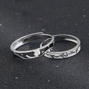 Wholesale 925 Sterling Silver Couple <b>Ring</b> High Polish Plain Jewelry for Wedding Engagement or Party <b>Adjustable</b> <b>Size</b> - Product Image 1