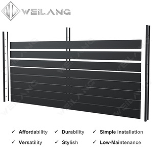 Modern Privacy Fence Aluminum Black No Dig Horizontal Slat Aluminum Fence Panels
