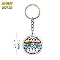 Porte-clés en acrylique « Dieu est bon » avec rayures pastel et papillons, breloque transparente double face, accessoire inspirant pour la foi et la positivité