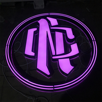 Enseigne avec logo 3D personnalisée Enseigne lumineuse en acrylique et acier inoxydable pour bureaux, bars, magasins, devantures, éclairage à led RVB