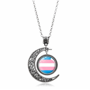 En gros Gay Pride Bijoux Cabochon Cristal Croissant de <span class=keywords><strong>Lune</strong></span> Arc-En-Ciel Lgbt Pendentif <span class=keywords><strong>Collier</strong></span> 2021 Arc-En-Ciel <span class=keywords><strong>Collier</strong></span> Ras Du Cou - Product Image 3